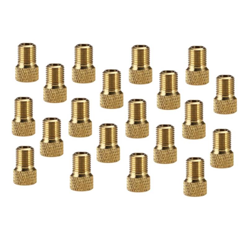 PAMINGONO 20 Stück Fahrradreifen Adapter Set Nützliche Adapter Für Französische Und Amerikanische Ventile Passend Für Innenschläuche Und Pumpen Ideal Für Fahrräder Goldfarbe von PAMINGONO