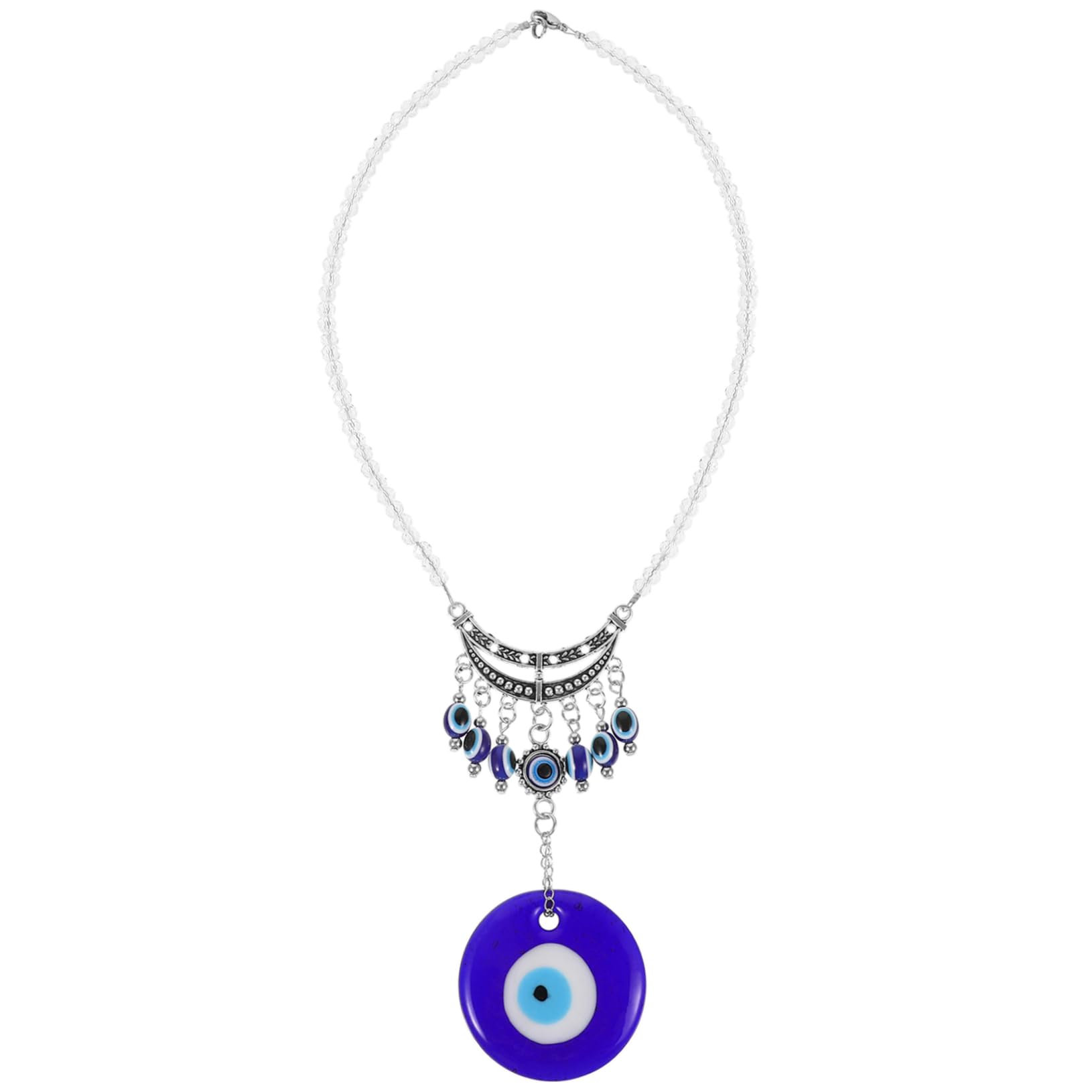 PAMINGONO Auto Zubehör Böser Blick-dekor Hängende Verzierung Des Bösen Blickautos Auto-ornament Zubehör Zum Aufhängen Von Autospiegeln Böser Blick-ornament Evil Eye Anhänger Weißer Kristall von PAMINGONO