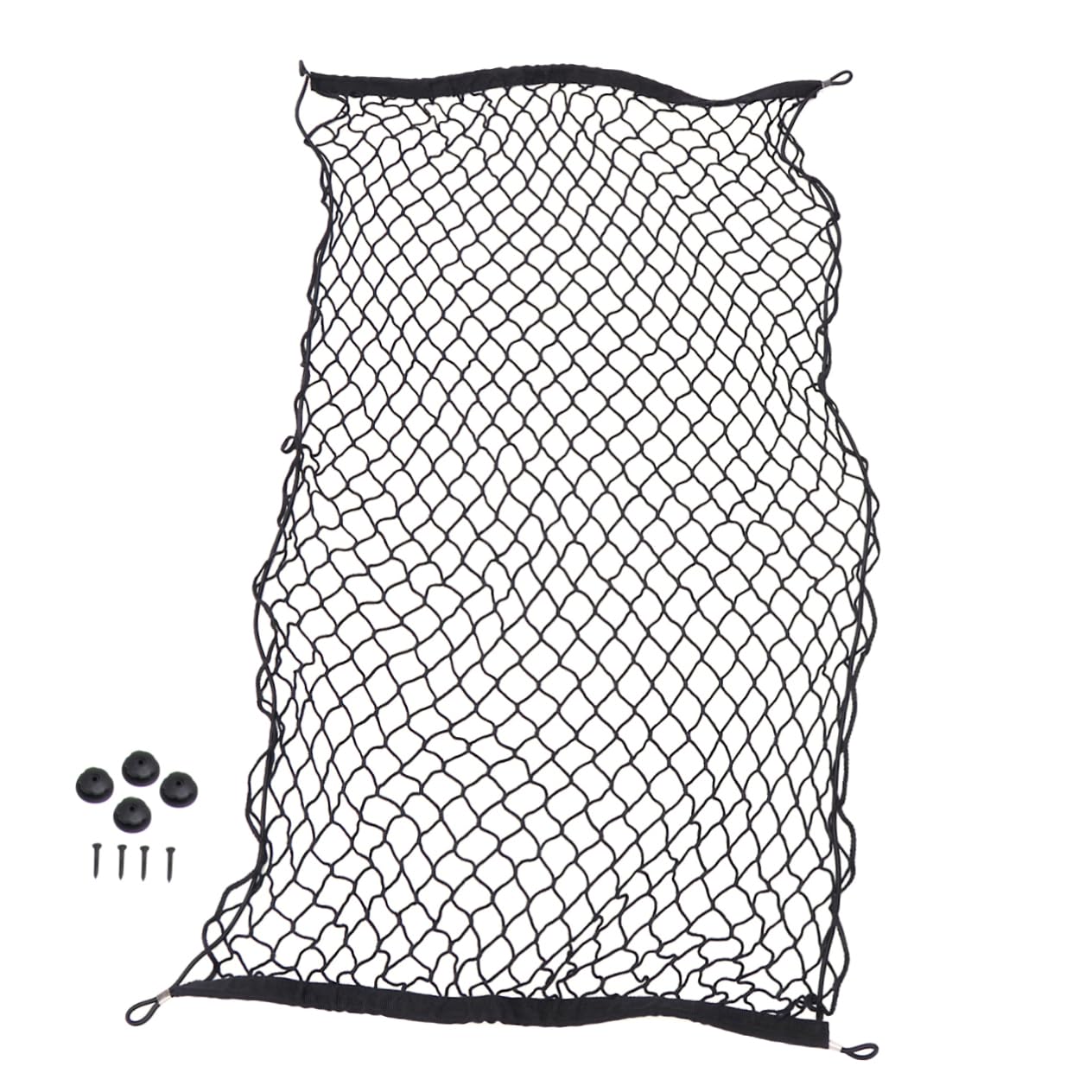 PAMINGONO Kofferraum Aufbewahrungsnetz Für Autos Universelles Mesh Organizer Mit 4 Haken 110 x 50 cm Elastisch Ideal Für Gepäck Und Autozubehör Schwarz von PAMINGONO