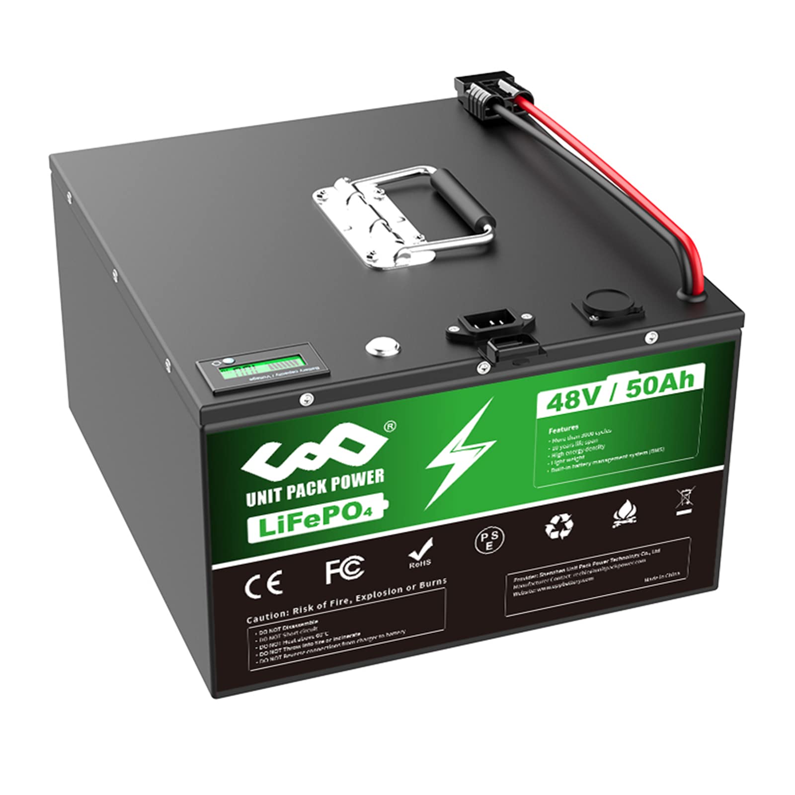 LiFePO4 Battery 51.2 V 50 Ah plus Lithium Battery 5.12 kW Max. Load Capacity, Rechargeable with BMS 50 A,4000 Life Cycles for Motorhome Off-Grid System Solar Storage System von PANDA CYCLE