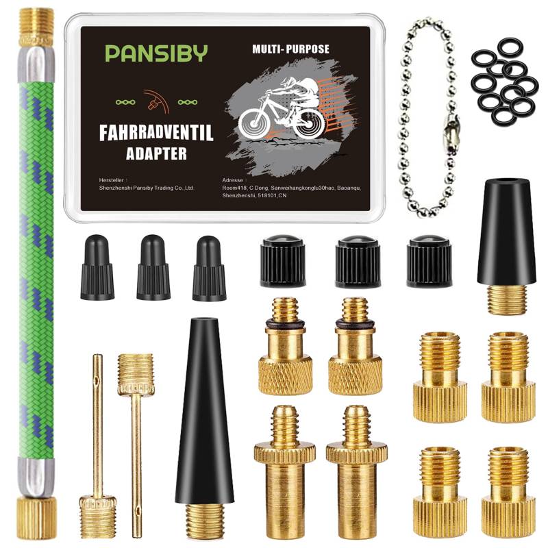 PANSIBY Fahrradventil Adapter, Fahrrad Ventiladapter Set mit Storage Box, Alle Ventil SV DV AV Dunlop Blitzventil Französisches Autoventil Sclaverandventil, Pumpenadapter für Kompressor Fahrradpumpe von PANSIBY