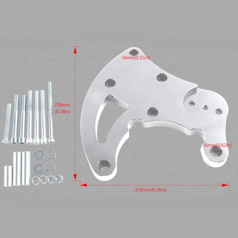 Aluminium-Montagehalterung, kompatibel mit LS1 LS2 LS3 LS6 LQ4 LQ9 AC-Kompressor und Heizung Kompatibel mit späte V8-Modelle(Silver) von PAQtnR