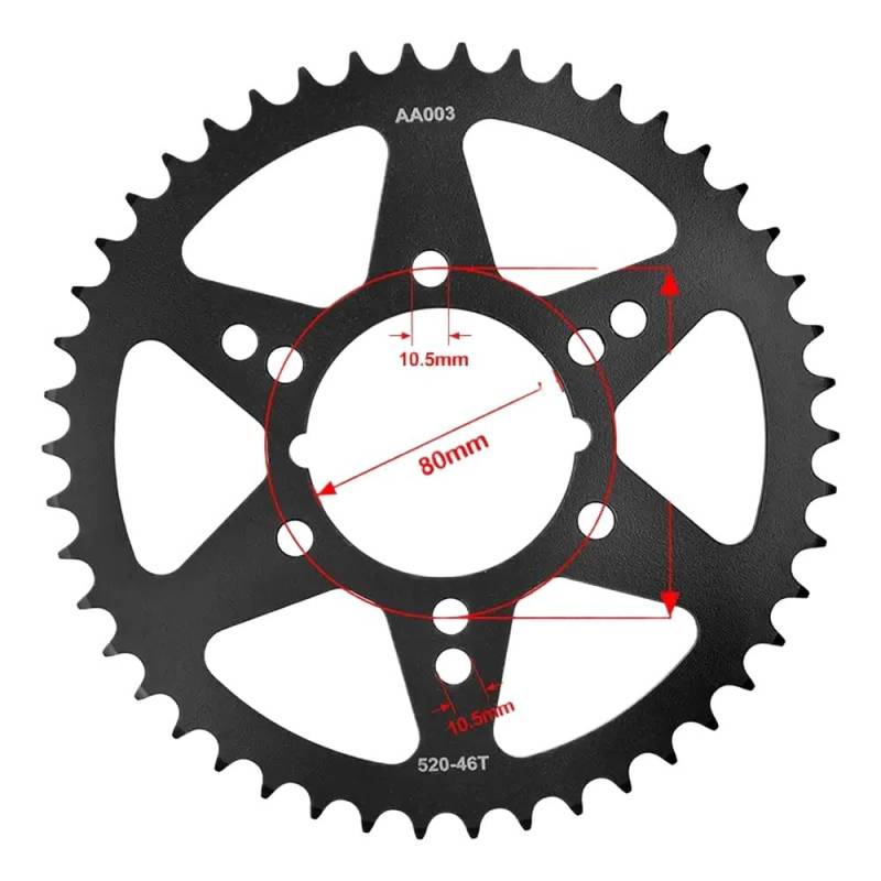 Motorrad Hinterrad Ritzel 46 Zähne Kompatibel mit EX650 650 2017-2020 von PAQtnR