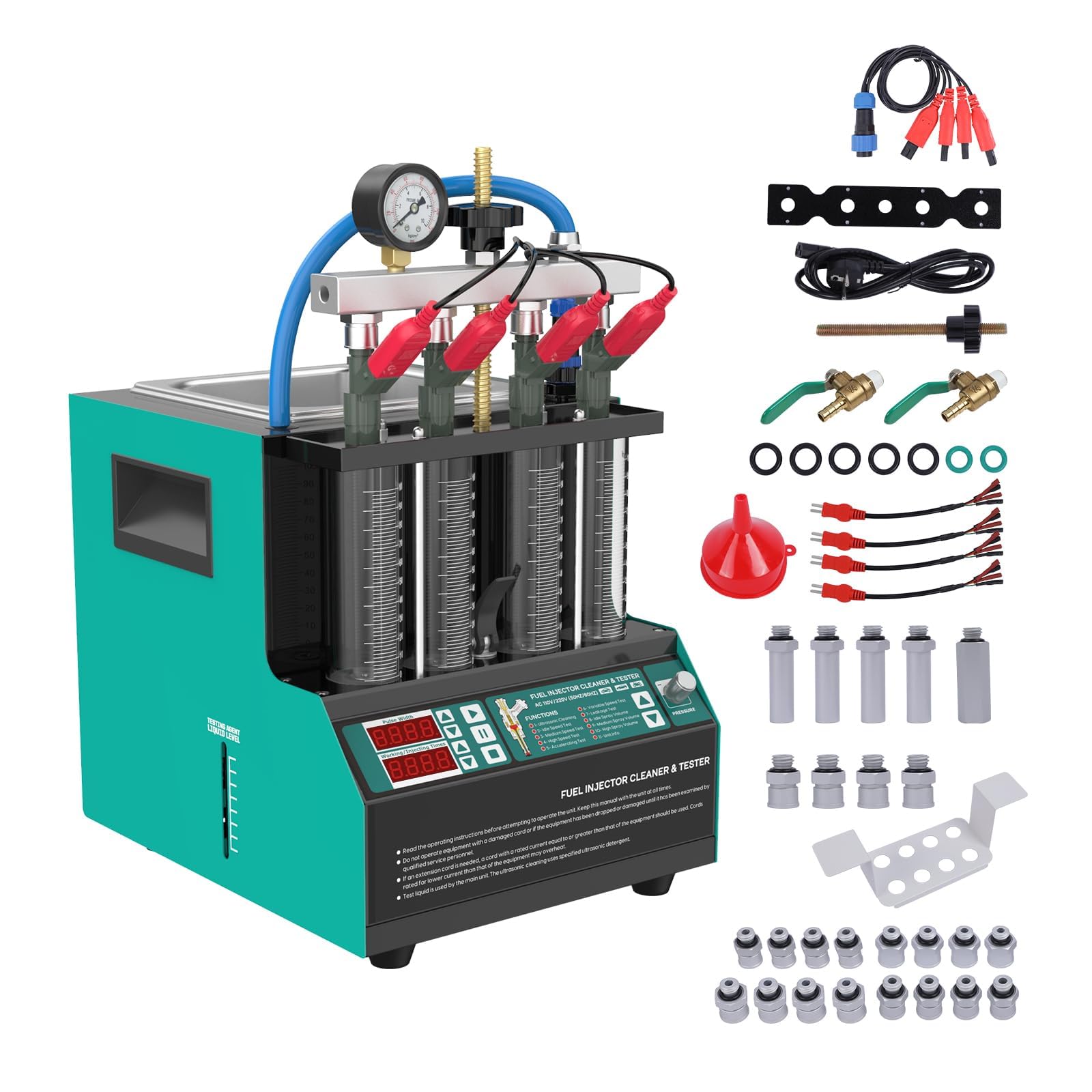PARAOUTIL 220V Ultraschall Injektor Einspritzdüsen Prüfgerät - Kfz Injektoren Reiniger Prüfer mit LED-Anzeige Automotive 4 Zylinder Injektoren Reiniger Prüfer für Autos Motorrädern von PARAOUTIL