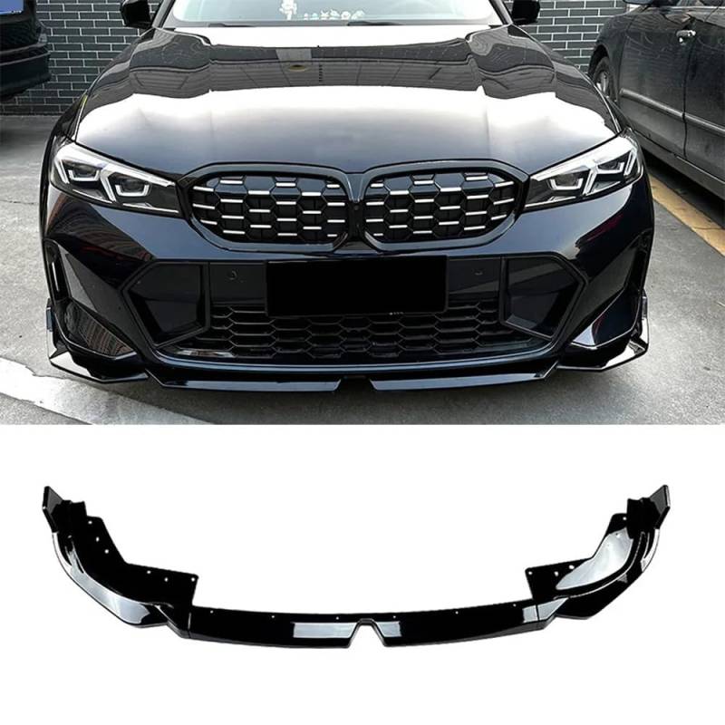 Auto Frontlippe Frontspoiler,für BMW 3er G20 M Sport 320i 325i 2023 2024,Frontlippe Spoiler Protector Splitter Kit,A-Glossy Black von PAREKS