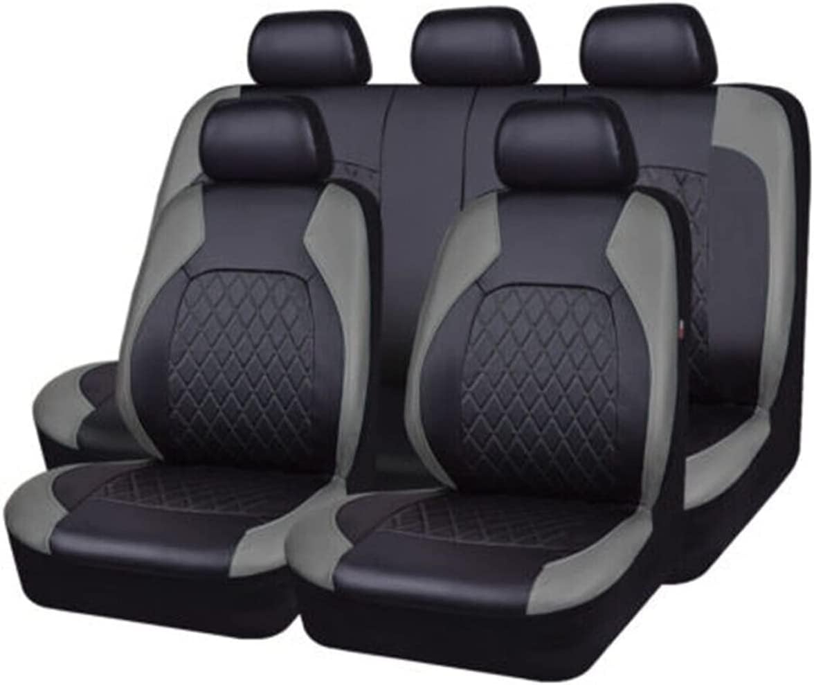 PARIE Auto Sitzbezüge Sets für Nissan Qashqai 3.Gen (J12) 2021 2022 2023, Vordersitze Und Rücksitze Wasserdicht Verschleißfest Airbag Geeignet Autositz Zubehör,A/9pcs Set Grey von PARIE