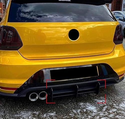 Auto Heckdiffusor Für V-W Polo GTI 2011-2018, ABS Heckstoßstange Diffusor Spoilerlippenflügel Splitter High Performance Zubehör von PARREN