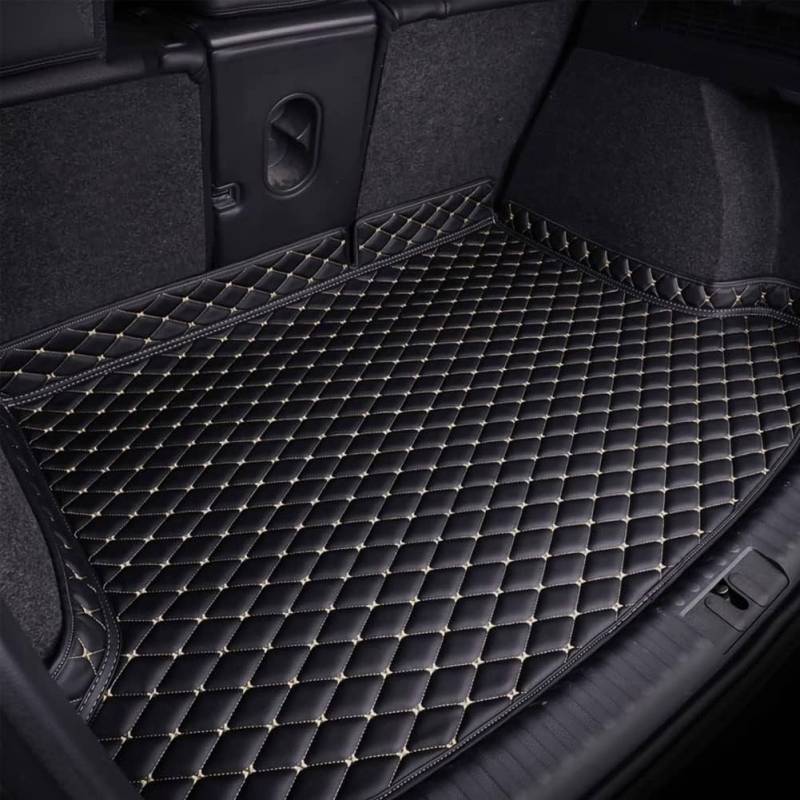 Auto Leder Kofferraummatte Für Au-di SQ5 1.Gen (Typ 8R) 2012-2017, rutschfest Kofferraumwanne Kofferraum Schutzmatte Kofferraumschutz Interieur ZubehöR,D/Black~beige von PARREN