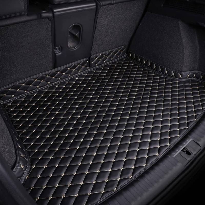 Auto Leder Kofferraummatte Kofferraumwanne für V-W Golf VII Variant (AU) 2012-2020, Antirutschmatte Kofferraum Schutzmatten Laderaummatte Cargo Teppich AutozubehöR,D/Black-beige von PARREN