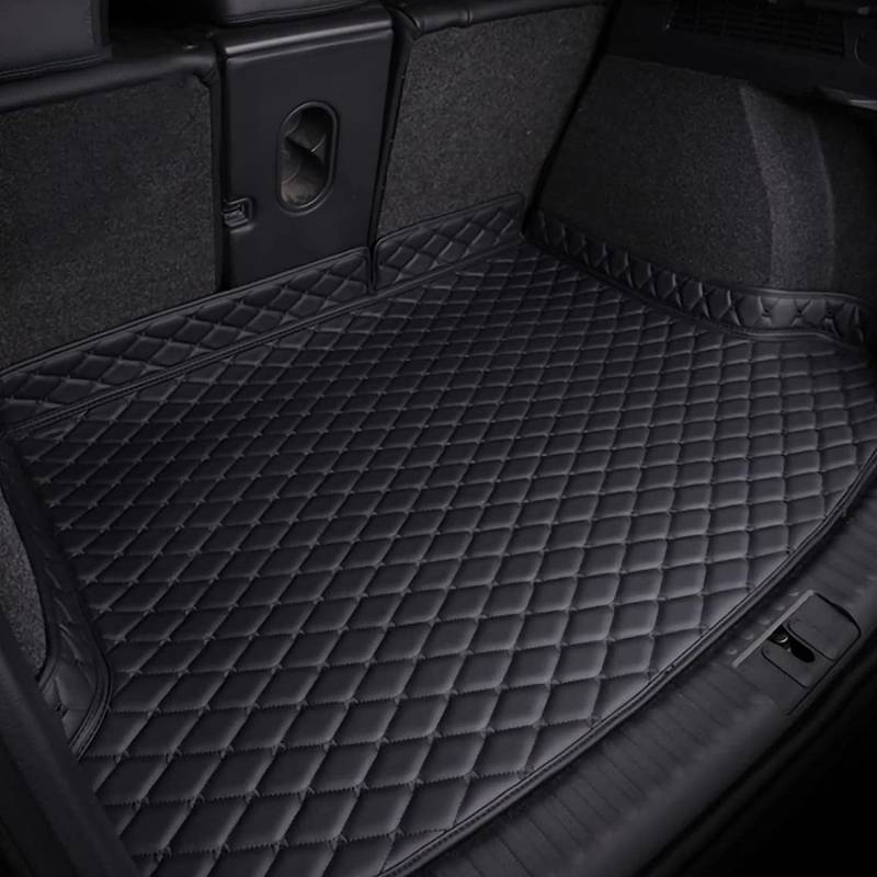 Kofferraummatte Auto Kofferraummatten für Volvo V50 2004-2012, Künstlich Leder Schutzmatte rutschfest Kofferraumwanne Wasserdicht Autozubehör,All Black von PARREN