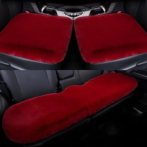 PARREN Auto Sitzbezüge für Mitsu-bishi ASX 2011-2024, Bequem und rutschfest Auto Sitzkissen, Sitzschutz Sitzunterlage, Winter Auto Sitzbezüge aus Kunstkaninchenfell,3Pc/Red von PARREN