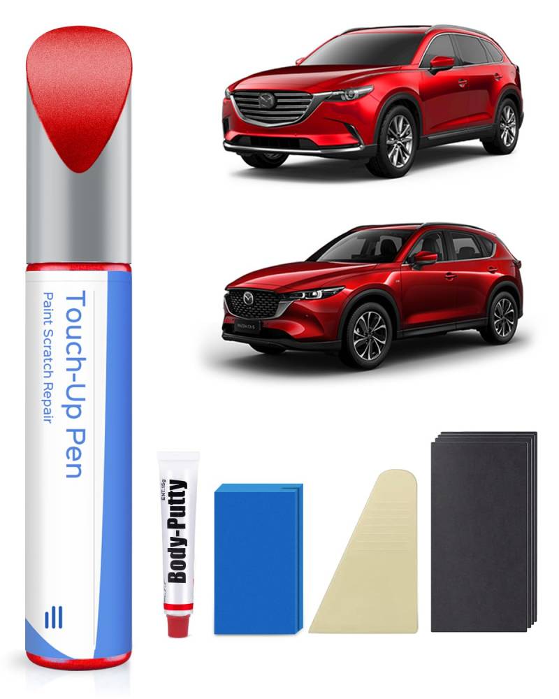 46V Soul Red Crystal Metallic Tricoat Lackstift Kit für Mazda – Exakte Übereinstimmung für Chips und Kratzer von PARTS4EV