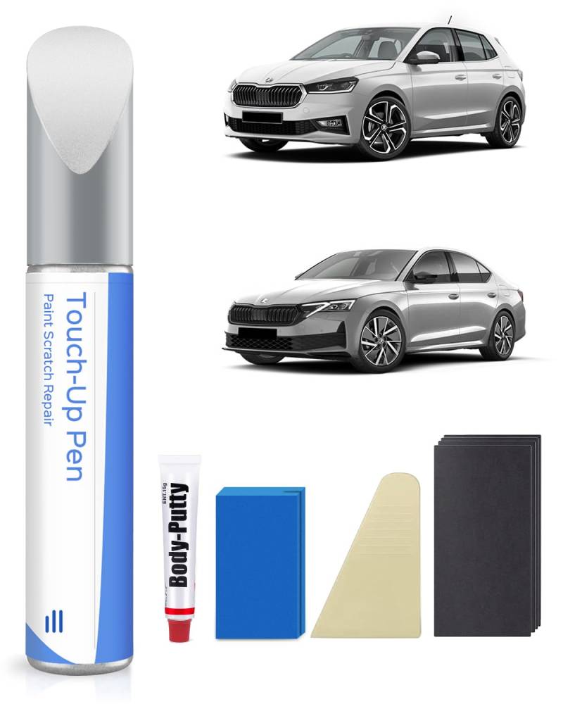 8E8E /A7W Brillant Silber Metallic Lackstift Kit Kompatibel mit Skoda Exakte Übereinstimmung für Chips und Kratzer von PARTS4EV