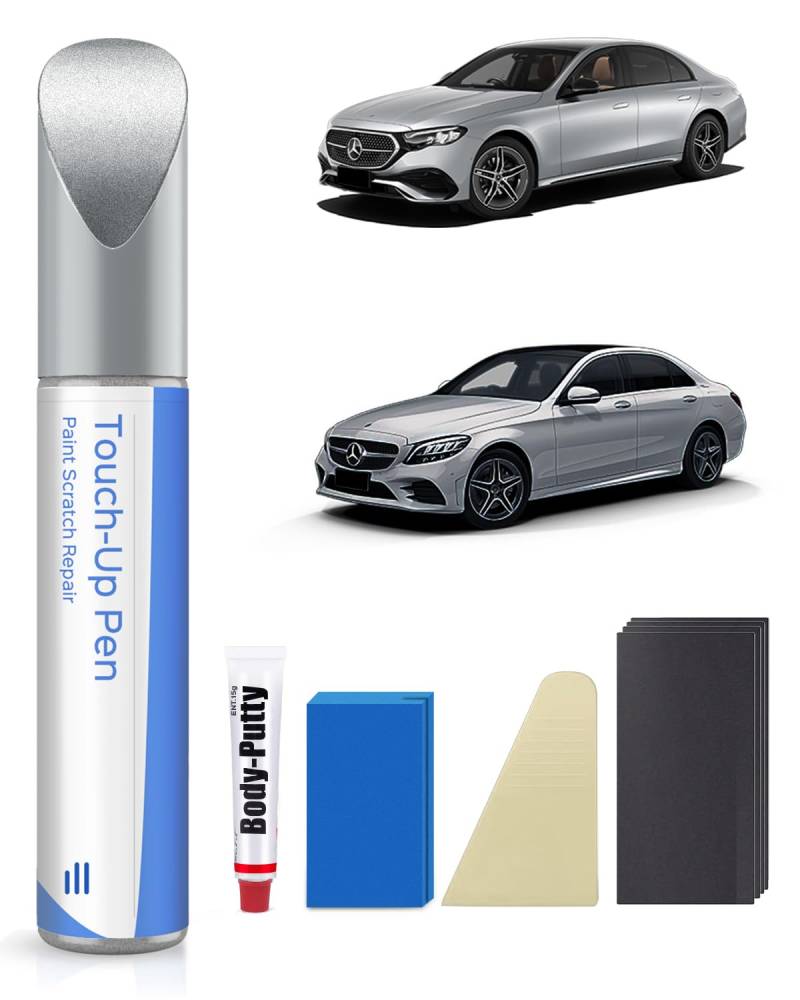 PARTS4EV 744/9744 Brilliant Silber Metallic Ausbesserungsfarbe Kit für Mercede-Benz – Exakte Übereinstimmung – Ausbesserung von Kratzern und Abplatzungen von PARTS4EV