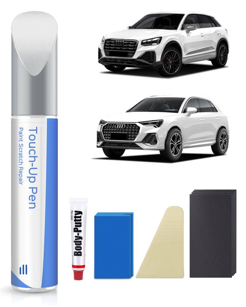 PARTS4EV LS9R/2Y Gletscher Weiß Metallic Ausbesserungsfarbe Kit – Exakte Übereinstimmung für Audi – Ausbesserung von Kratzern und Abplatzungen von PARTS4EV