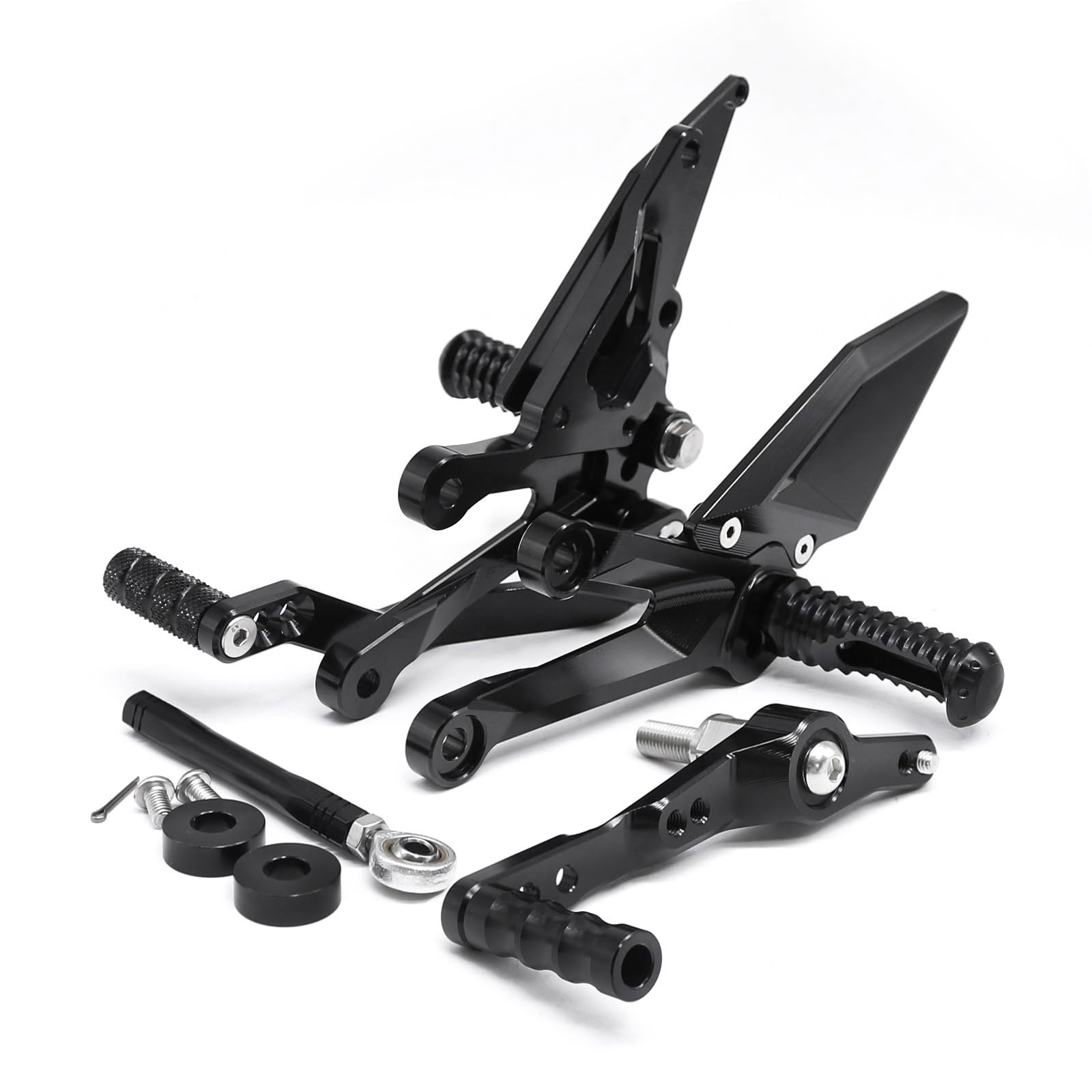 Fußrasten Pedal CNC Fußrastenanlage Motorrad Aluminium Fußrasten Für YZF R7 YZFR7 2021 2022 Fußstütze Hinten Set Fuß Rest Pedal Teile Vordere Fußrasten Motorräder(Black) von PASPRT