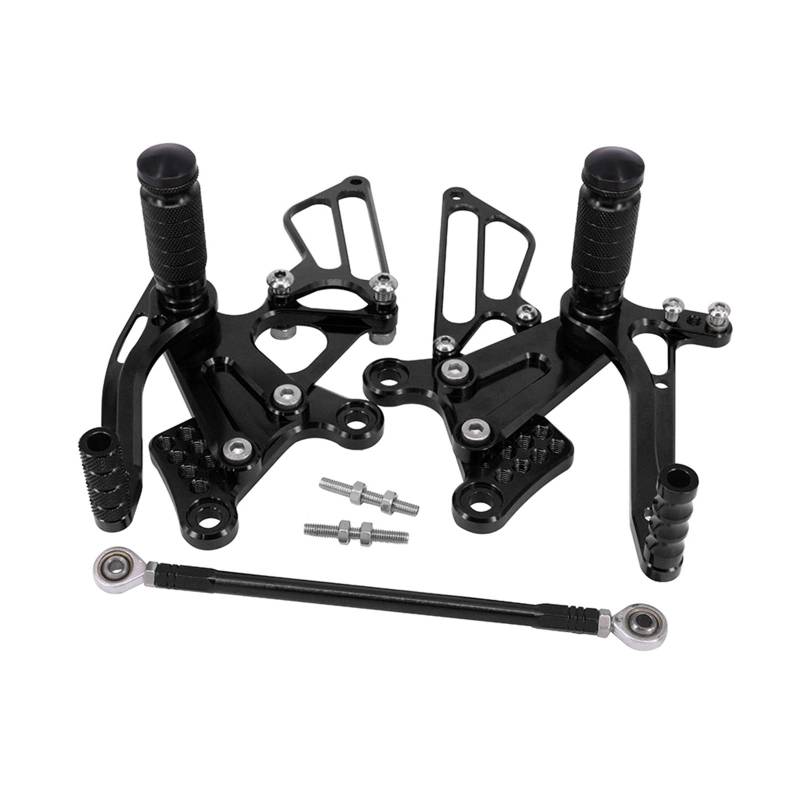 Fußrasten Pedal Fußrasten Für Kawasaki Für Ninja ZX6R ZX-6R ZX 6R 2009-2017 2016 Motorrad CNC Einstellbare Hinten Set Pedale Rest Fußrastenanlage Fußrasten Vordere Fußrasten Motorräder(Black) von PASPRT