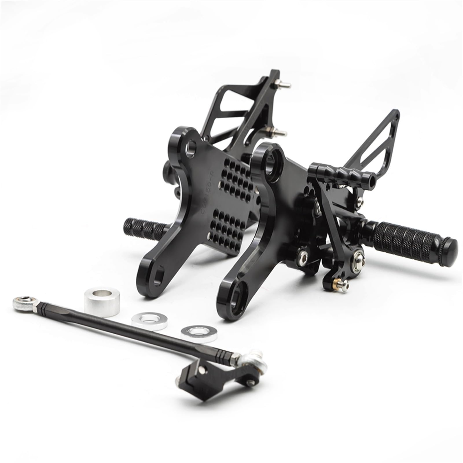 Fußrasten Pedal Motorrad Fußrastenanlage Fußstütze Fußrasten CNC Aluminium Legierung Pedal Fußrasten Hinten Set Für CBF150 CB190R Vordere Fußrasten Motorräder(Black) von PASPRT