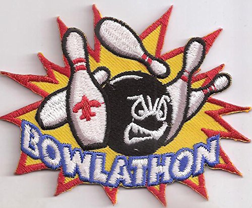 BOWLATHON Profi Bowling Aufnäher gestickt zum aufnähen, Kegel Patch Abzeichen für Kegelprofi Bügelbild Applikation für Weste/Jacke/Schuhe, 90x70mm von PATCH KING