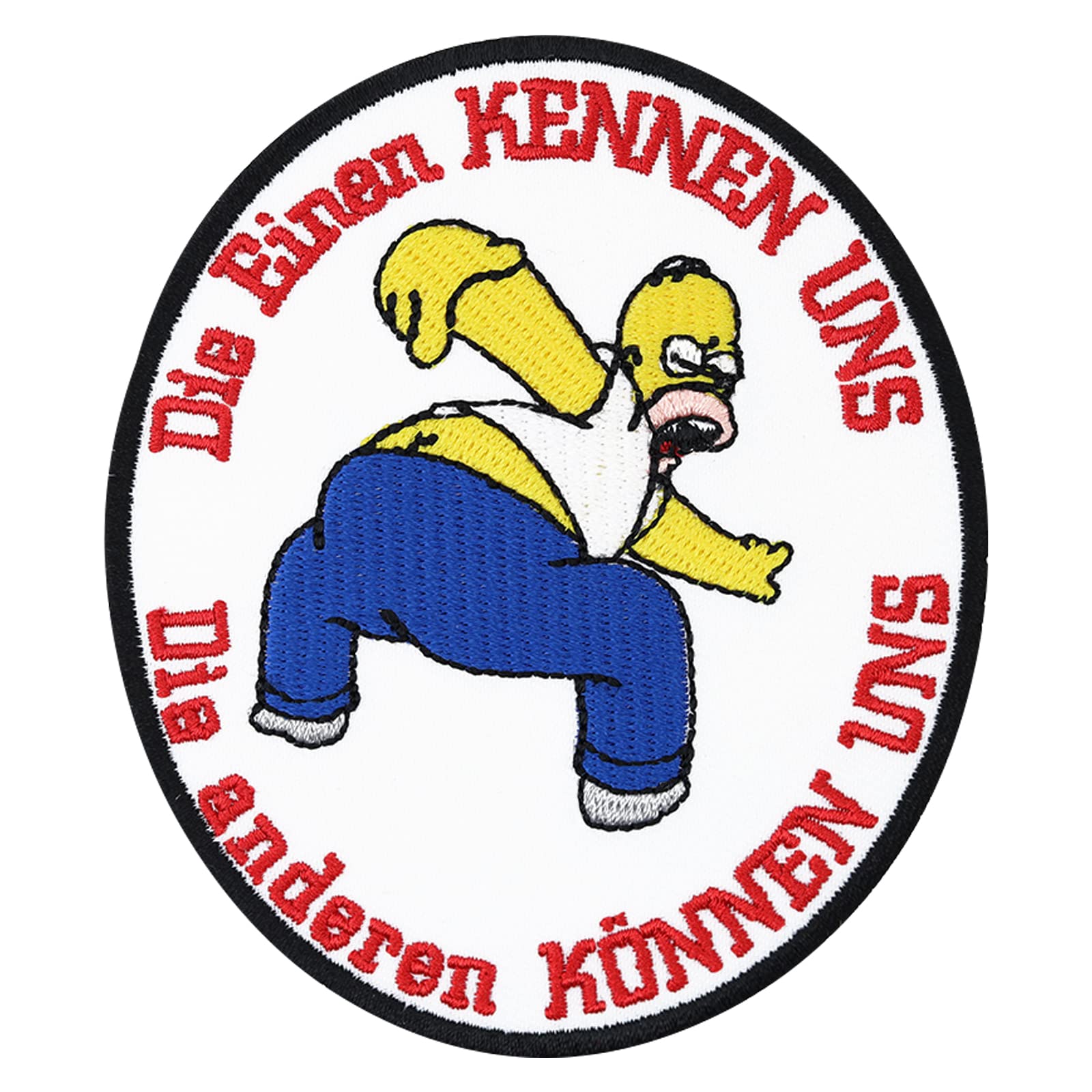 Biker Aufnäher Die einen kennen Uns, die Anderen können Uns- Simpsons Patch Bestickt - Geschenk Rocker Applikation Heavy Metal Aufbügler für Kutte/Jacke/Boots, 85x100mm von PATCH KING