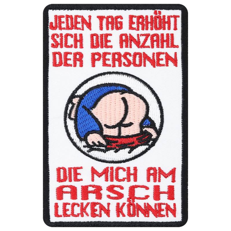 Biker Aufnäher: Leck Mich am Arsch! Lustiger Chopper Patch - Rocker Aufbügler Heavy Metal Geschenk für Männer DIY Applikation Trikot/Jacke/Jeans/Weste, 100x65mm von PATCH KING