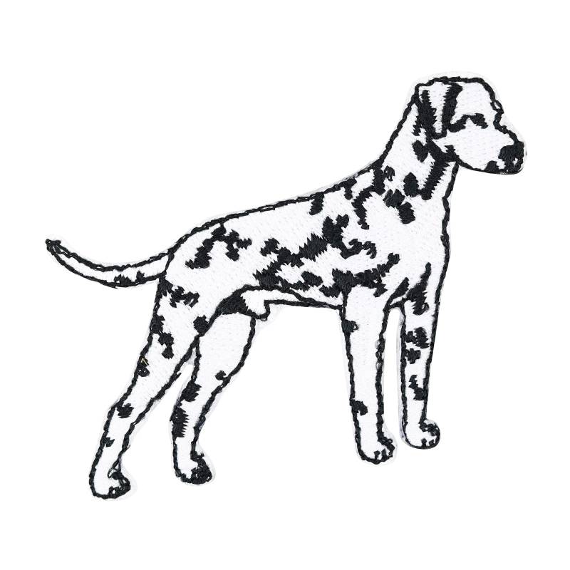 PATCH KING Dalmatiner Aufnäher Hunde Welpen Züchter Aufbügler Geschenk Hundepapa/Hundemama Dalmatian Fanclub Bügelbilder gestickt, Hunde-Applikation für Leine/Geschirr/Halstuch, 70x60mm von PATCH KING