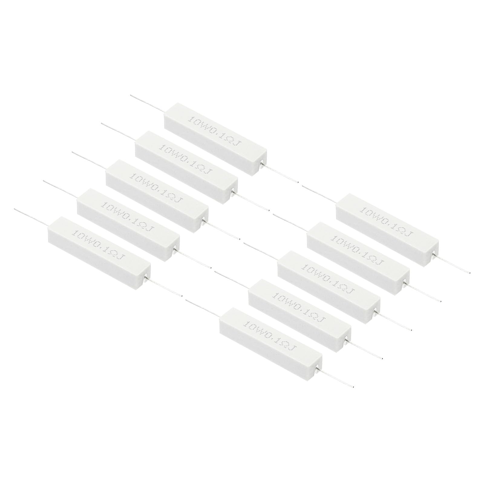 PATIKIL 10 Stück 0,1 Ohm Widerstände, 10W Keramikzementwiderstand Power Cement Resistor Kit Toleranz 5% für Netzadapter Audio Computer TV Leiterplatte von PATIKIL