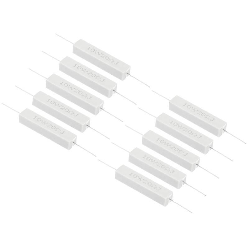 PATIKIL 10 Stück 20 Ohm Widerstände, 10W Keramikzementwiderstand Power Cement Resistor Kit Toleranz 5% für Netzadapter Audio Computer TV Leiterplatte von PATIKIL