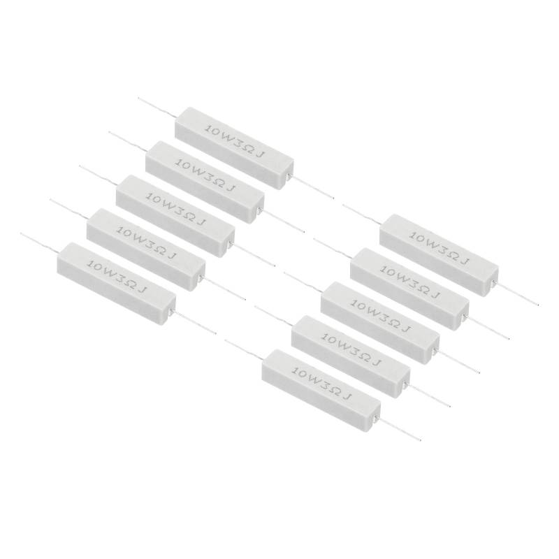 PATIKIL 10 Stück 3 Ohm Widerstände, 10W Keramikzementwiderstand Power Cement Resistor Kit Toleranz 5% für Netzadapter Audio Computer TV Leiterplatte von PATIKIL