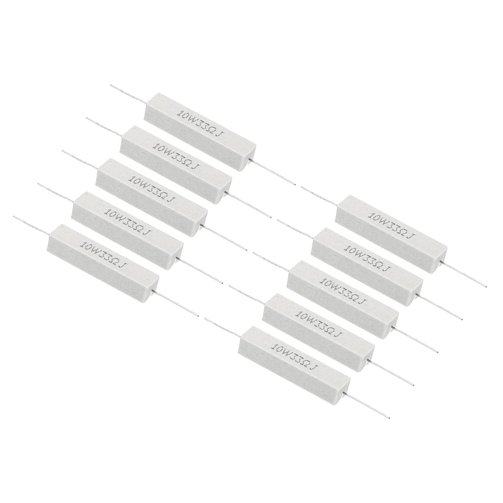 PATIKIL 10 Stück 33 Ohm Widerstände, 10W Keramikzementwiderstand Power Cement Resistor Kit Toleranz 5% für Netzadapter Audio Computer TV Leiterplatte von PATIKIL