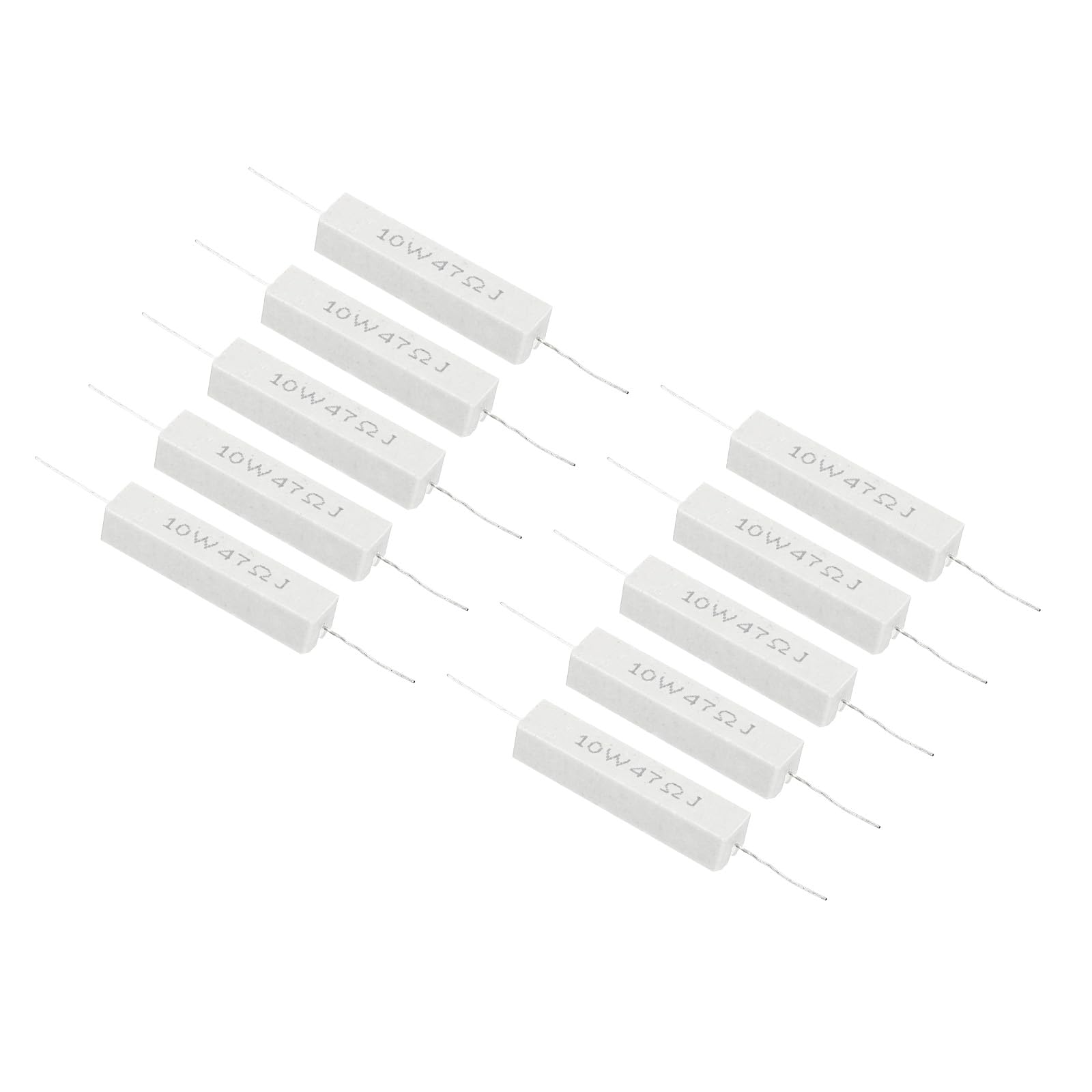 PATIKIL 10 Stück 47 Ohm Widerstände, 10W Keramikzementwiderstand Power Cement Resistor Kit Toleranz 5% für Netzadapter Audio Computer TV Leiterplatte von PATIKIL