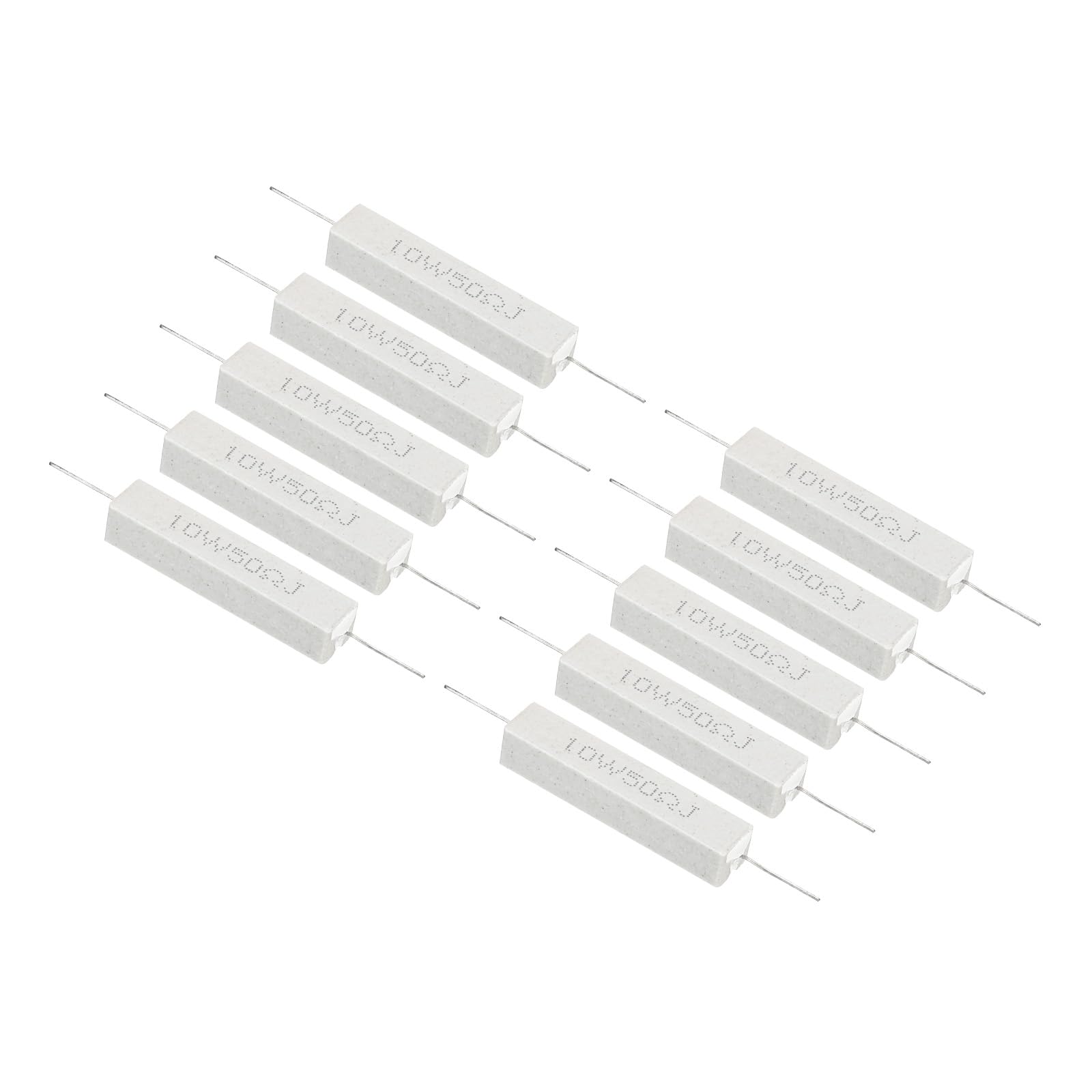 PATIKIL 10 Stück 50 Ohm Widerstände, 10W Keramikzementwiderstand Power Cement Resistor Kit Toleranz 5% für Netzadapter Audio Computer TV Leiterplatte von PATIKIL