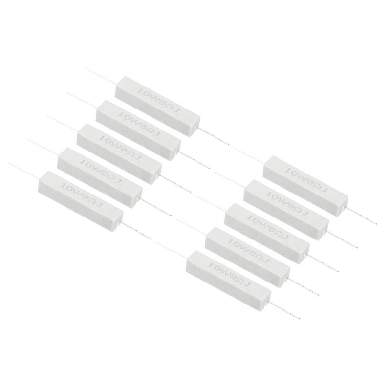 PATIKIL 10 Stück 8 Ohm Widerstände, 10W Keramikzementwiderstand Power Cement Resistor Kit Toleranz 5% für Netzadapter Audio Computer TV Leiterplatte von PATIKIL