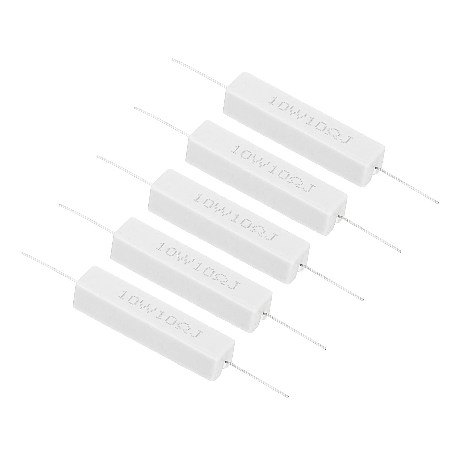 PATIKIL 5 Stück 10 Ohm Widerstände, 10W Keramik Zementwiderstand Leistungs Zementwiderstand Kit Toleranz 5% für Netzadapter Audio Computer TV Leiterplatte von PATIKIL