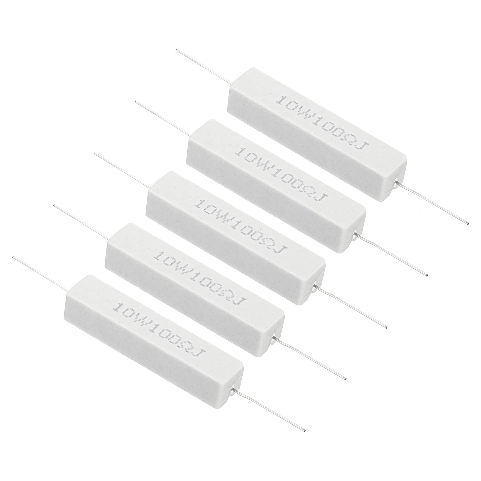 PATIKIL 5 Stück 100 Ohm Widerstände, 10W Keramikzementwiderstand Power Cement Resistor Kit Toleranz 5% für Netzadapter Audio Computer TV Leiterplatte von PATIKIL