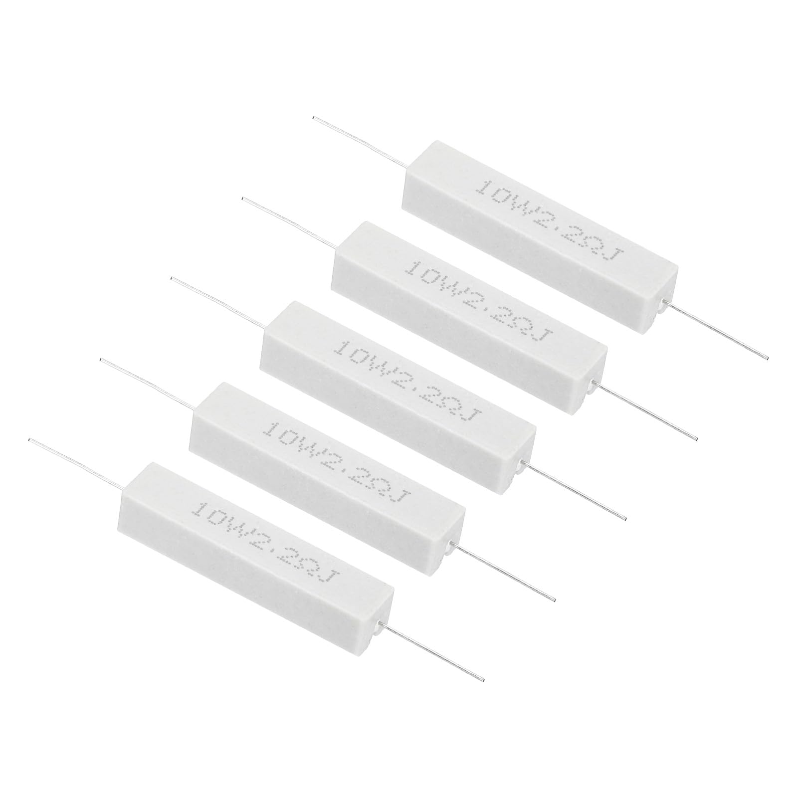 PATIKIL 5 Stück 2,2 Ohm Widerstände, 10W Keramikzementwiderstand Power Cement Resistor Kit Toleranz 5% für Netzadapter Audio Computer TV Leiterplatte von PATIKIL