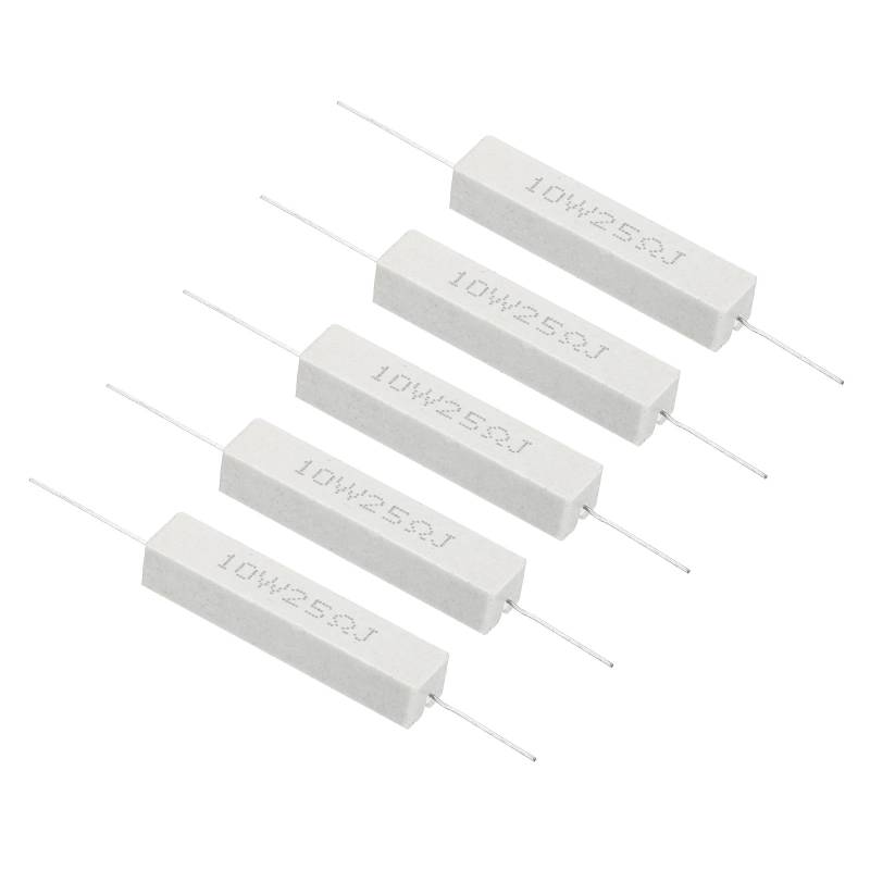 PATIKIL 5 Stück 25 Ohm Widerstände, 10W Keramikzementwiderstand Power Cement Resistor Kit Toleranz 5% für Netzadapter Audio Computer TV Leiterplatte von PATIKIL