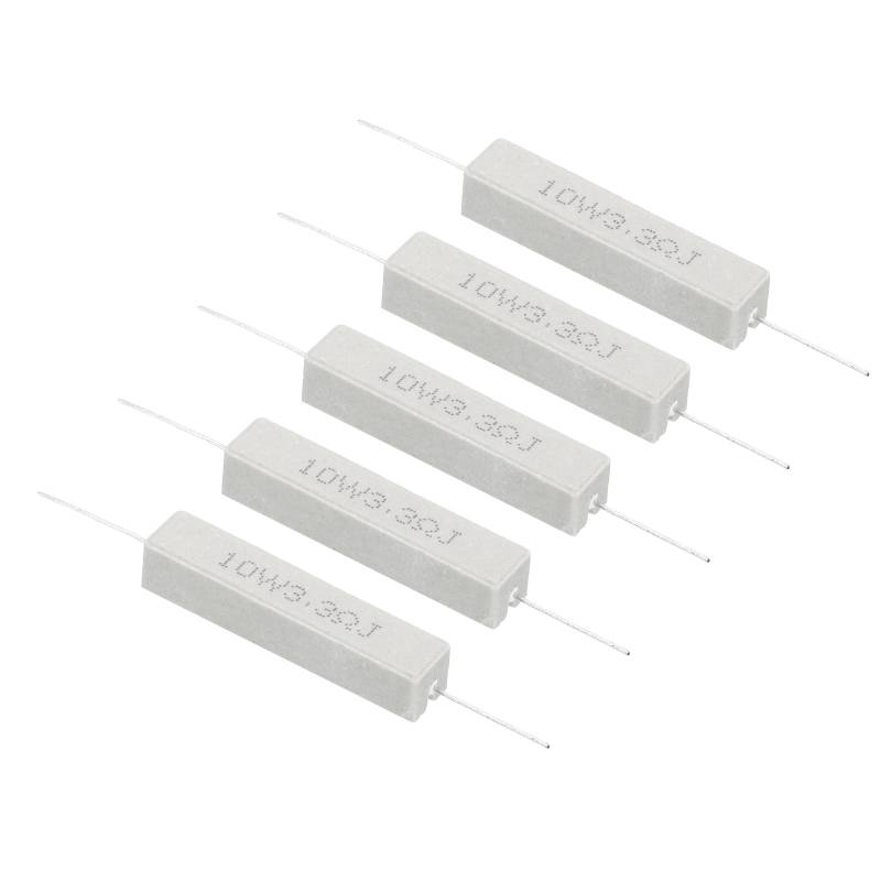 PATIKIL 5 Stück 3,3 Ohm Widerstände, 10W Keramikzementwiderstand Power Cement Resistor Kit Toleranz 5% für Netzadapter Audio Computer TV Leiterplatte von PATIKIL