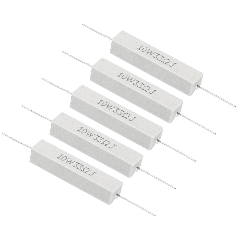 PATIKIL 5 Stück 33 Ohm Widerstände, 10W Keramikzementwiderstand Power Cement Resistor Kit Toleranz 5% für Netzadapter Audio Computer TV Leiterplatte von PATIKIL