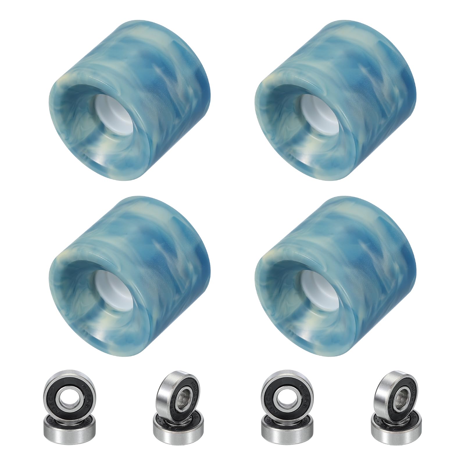 PATIKIL 61mm Skateboard Räder 1 Set 86A Härte Street Räder PU Cruiser Räder mit 608RS Lagern für Skateboards Ersatz, Gemischt Blau & Weiß von PATIKIL