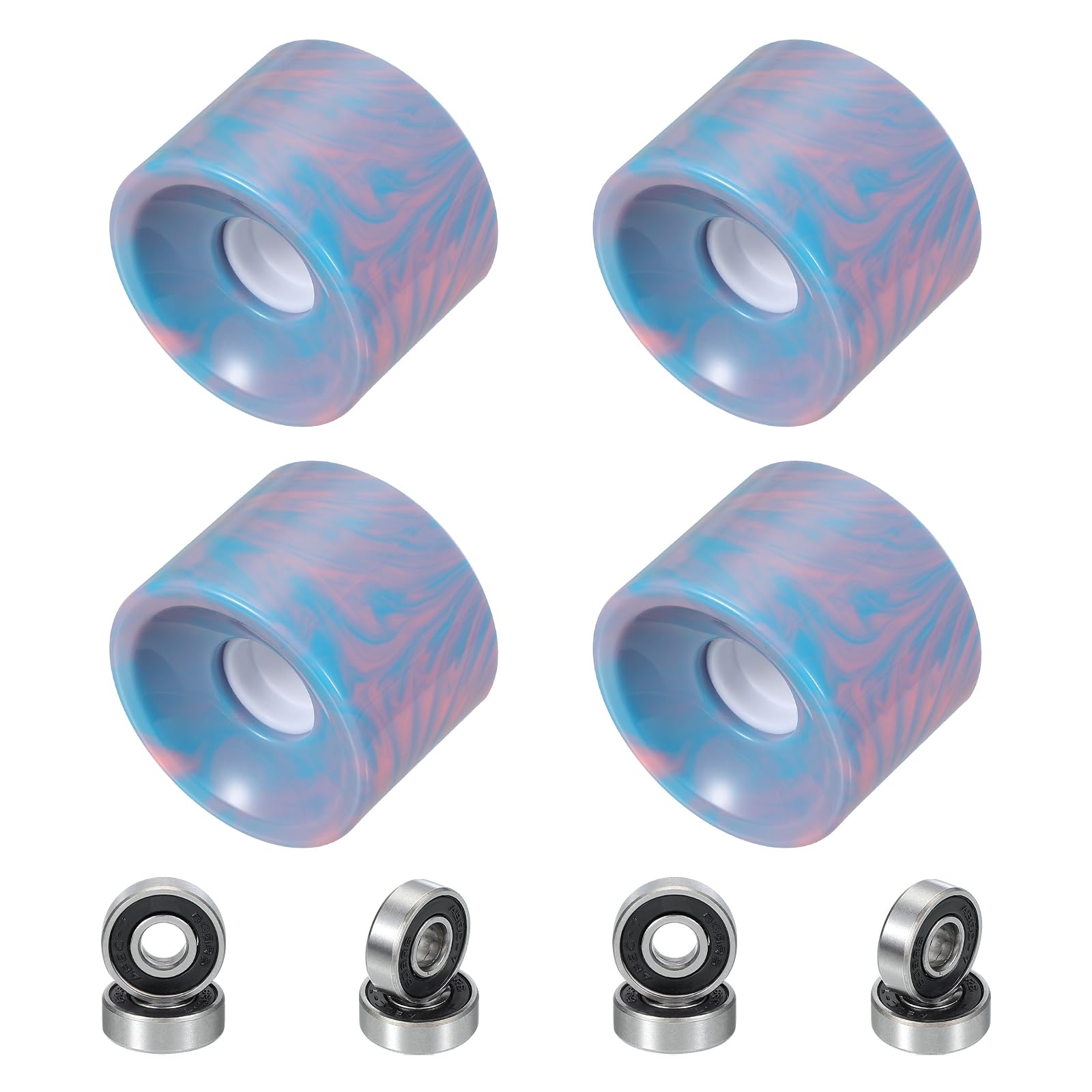 PATIKIL 70mm Skateboard Räder 1 Set 78A Härte Street Wheels PU Cruiser Räder mit 608RS Lagern für Skateboards Ersatz, Gemischt Blau & Pink von PATIKIL