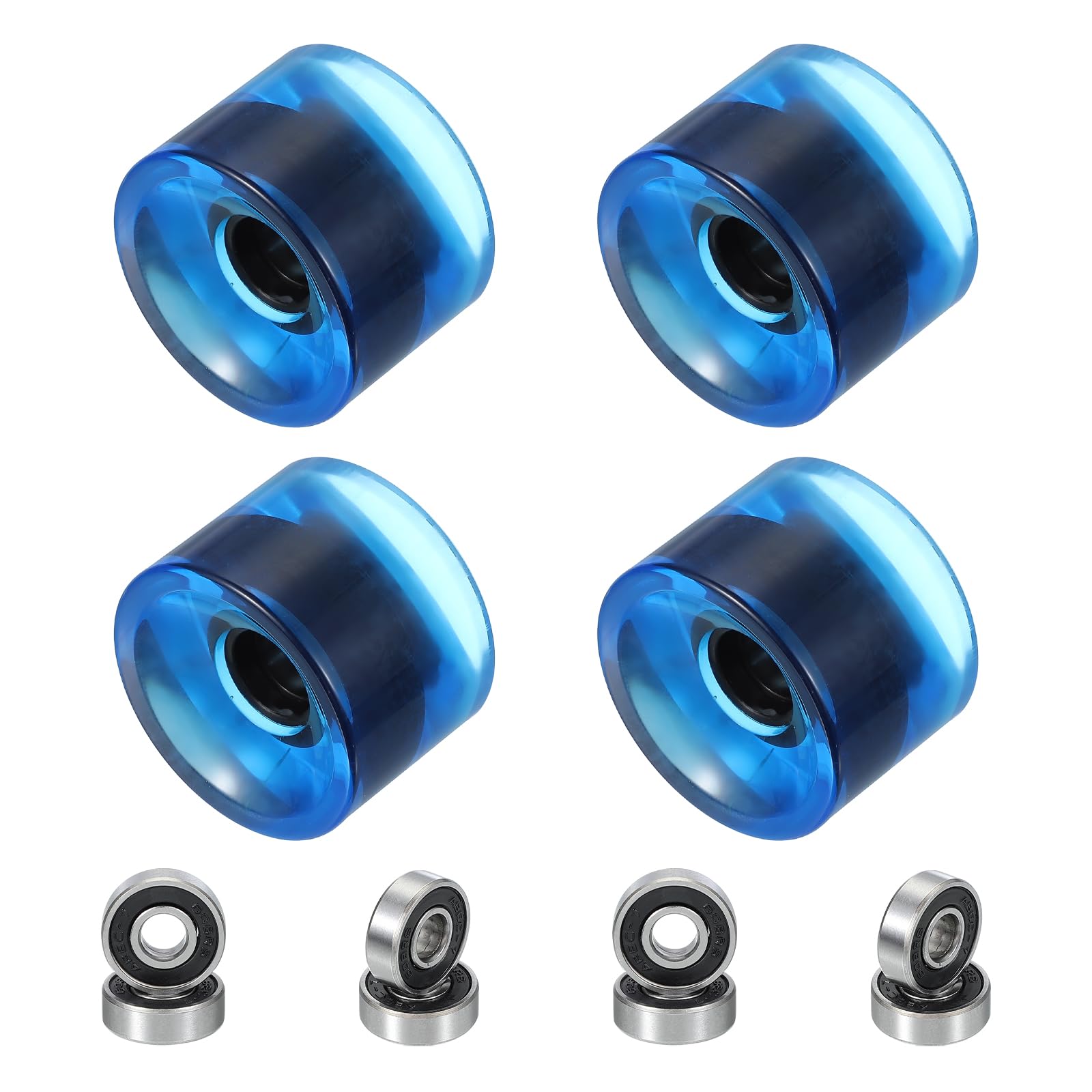 PATIKIL 70mm Skateboard Räder 1 Set 78A Härte Street Wheels PU Cruiser Räder mit 608RS Lagern für Skateboards Ersatz, Transparent Blau von PATIKIL