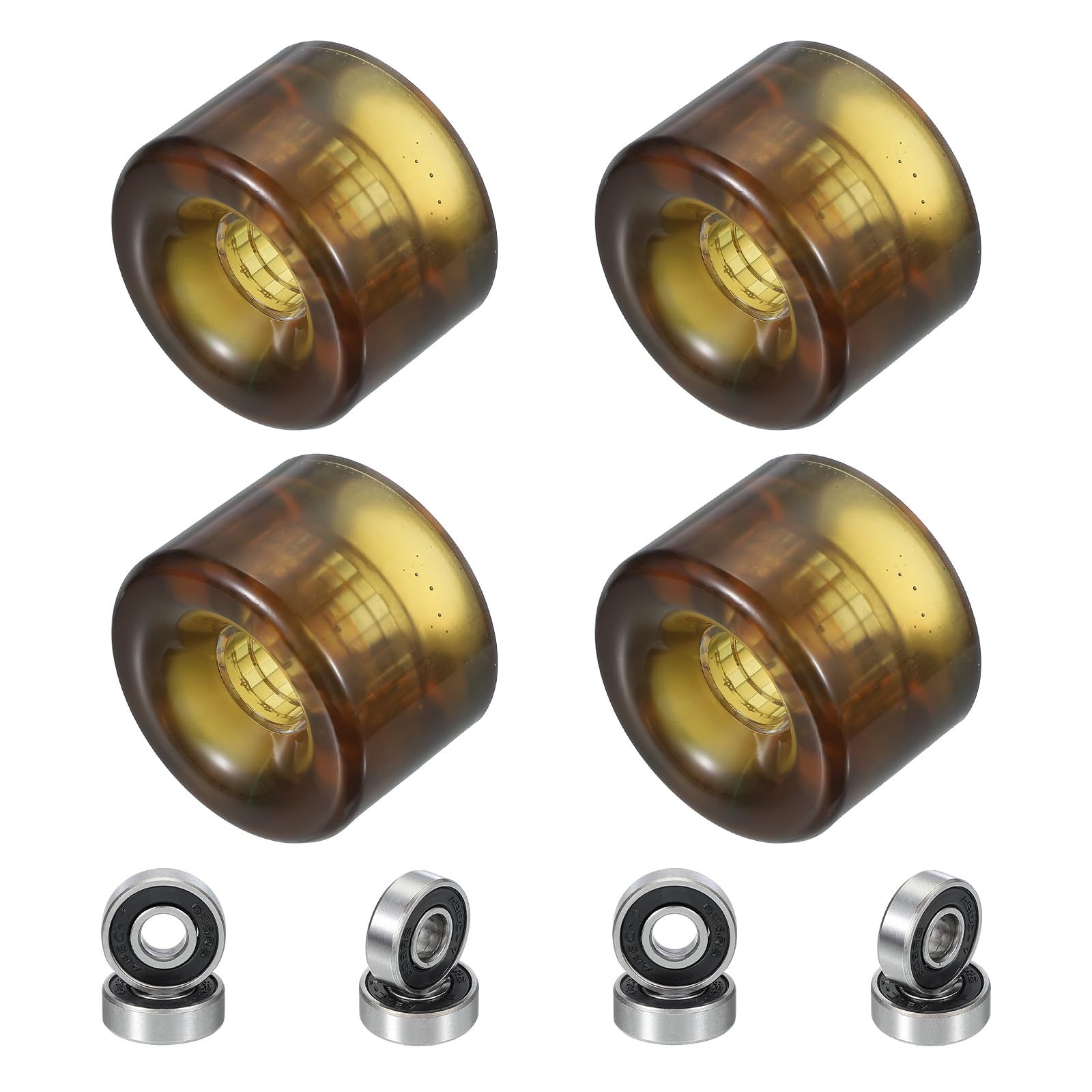 PATIKIL 70mm Skateboard Räder 1 Set 78A Härte Street Wheels PU Cruiser Räder mit 608RS Lagern für Skateboards Ersatz, Transparent Braun von PATIKIL