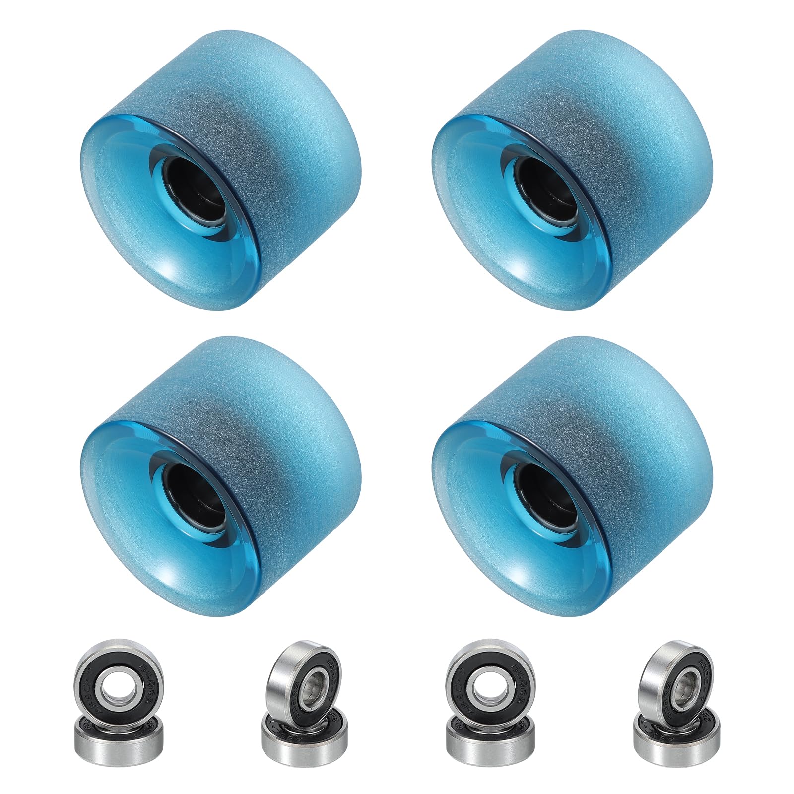 PATIKIL 70mm Skateboardräder 1 Set 78A Härte Streeträder PU Cruiser Räder mit 608RS Lagern für Skateboards Ersatz, Frosted Blue von PATIKIL