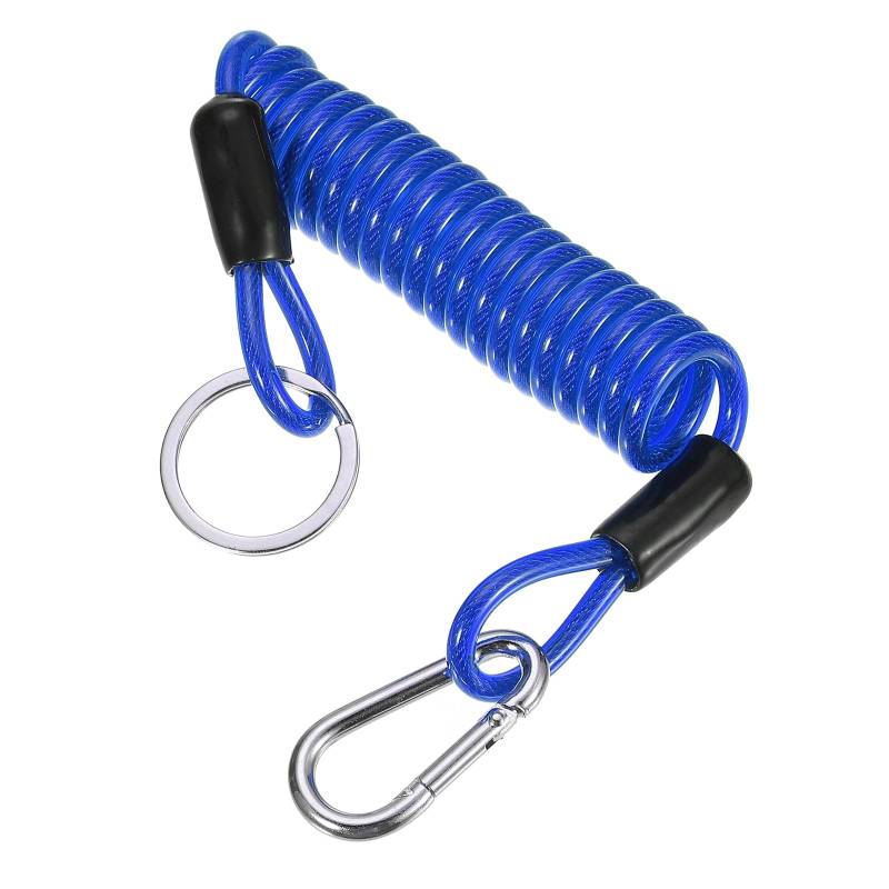 PATIKIL 91 cm langes Abbrechkabel für Anhänger, Bremskabel, Sicherheitskabel, Spiraldraht mit Clip für Wohnmobil-Anhänger, Notfallschalter, Blau von PATIKIL