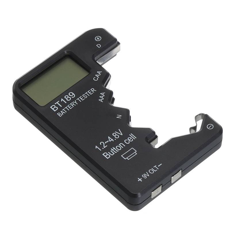 PATIKIL Digital Batterie Tester Plastik BT-189 Modell Klar Bildschirm Batterie Elektrizität Tester Spannung Prüfer für AAA N D 9V Knopf Zelle 1.2-4.8V Schwarz von PATIKIL