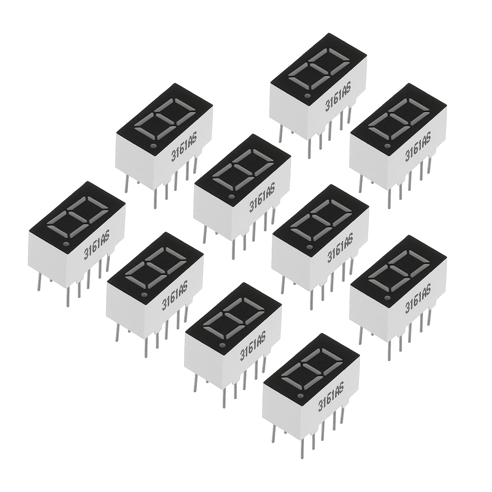 PATIKIL LED Anzeige Digitale Röhre 10 Pack Gemeinsame Kathode 7 Abschnitt 10 Pin 1 Bit 2.1V 0.36" Ziffer Höhe LED Anzeige Module für Elektronisch Fahrer Brett Rot von PATIKIL