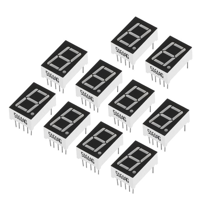 PATIKIL LED Anzeige Digitale Röhre 10 Pack Gemeinsame Kathode 7 Abschnitt 10 Pin 1 Bit 2.2V 0.56" Ziffer Höhe LED Anzeige für Elektronisch Fahrer Brett Gelb Grün von PATIKIL