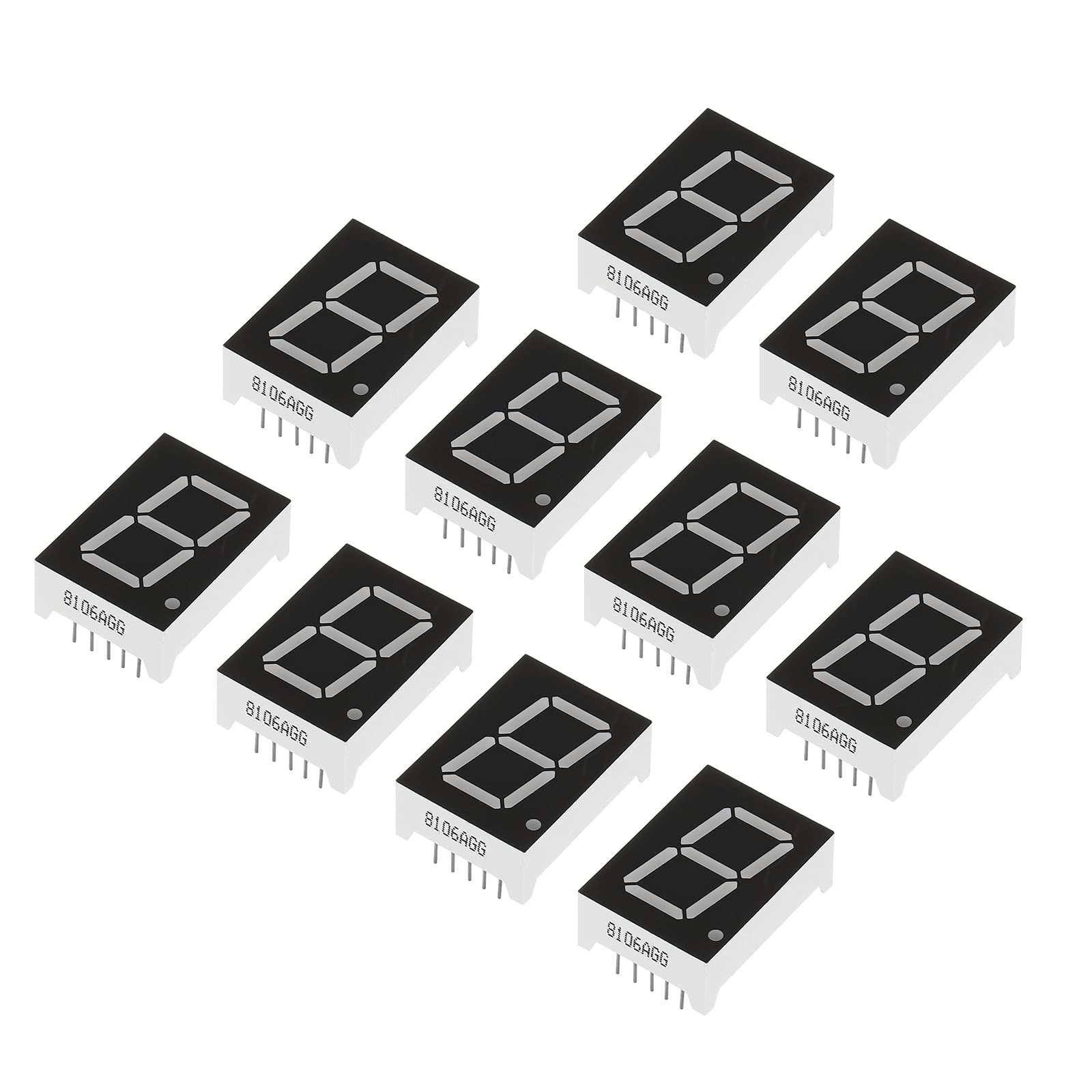 PATIKIL LED Anzeige Digitale Röhre 10 Pack Gemeinsame Kathode 7 Abschnitt 10 Pin 1 Bit 3.3V 0.8" Ziffer Höhe LED Anzeige Module für Elektronisch Fahrer Brett Grün von PATIKIL