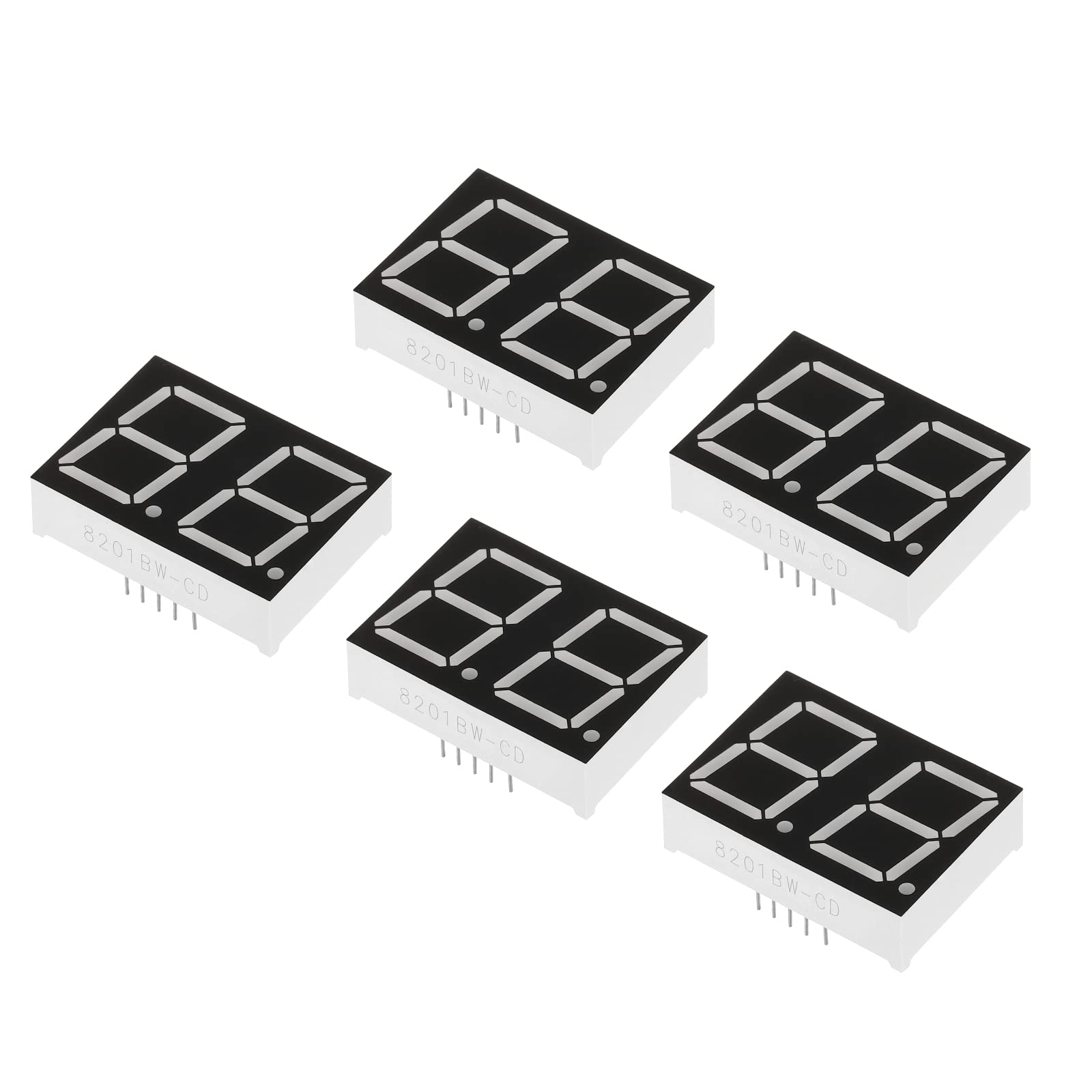 PATIKIL LED Anzeige Digitale Röhre 5 Pack Gemeinsame Anode 7 Abschnitt 10 Pin 2 Bit 3.3V LED Anzeige Module für Elektronisch Fahrer Brett Weiß von PATIKIL